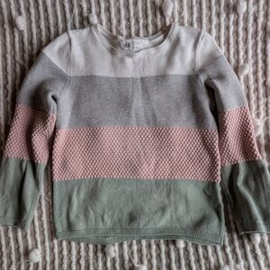 H&M Girl's Sweater - White, Gray, Pink, Green-size 5/6T